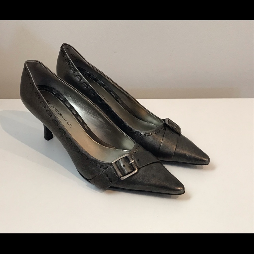 Bandolino Rain Pointed Toe Kitten Heels in Gunmetal